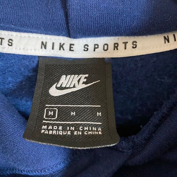 Nike NSW Embroidered Fleece Quilted‎ Hoodie Sweatshirt Blue Medium CJ6253-492 - Picture 6 of 8